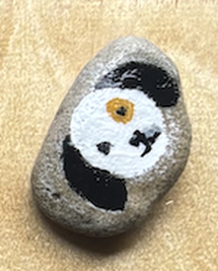 Panda, please stay: hand-painted rock art by JRT