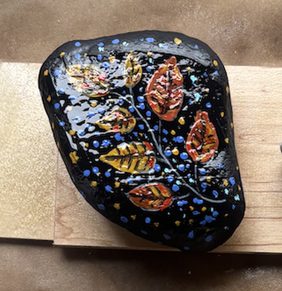 Autumn, kept on a stone: hand-painted rock art by JRT